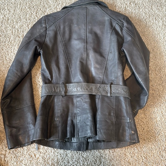Marc New York soft gray  Leather Jacket with Fitted Moto Design - Picture 7 of 14